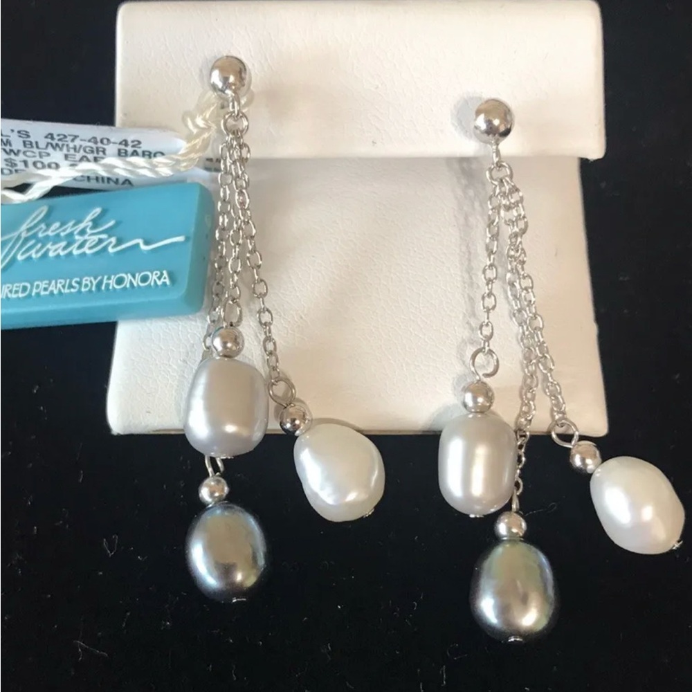 New Sterling Pearl Drop Earrings